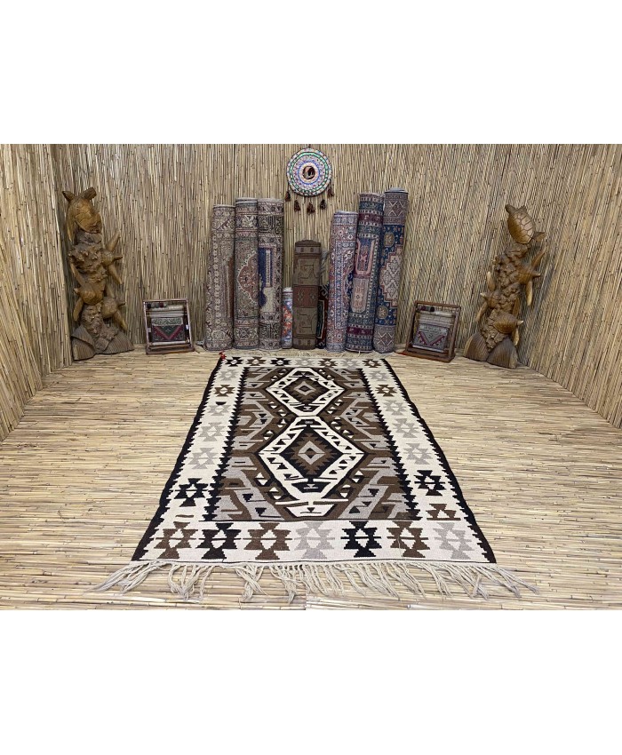 Handmade Turkish Kayseri Nomadic Original Wool on Wool Kilim – FREE SHIPPING..!